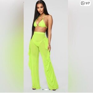 Sunshine See Through Cover Up Pant - Lime | Fashion Nova | NWT